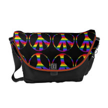 Symbole de paix grunge de gay pride d'arc-en-ciel besace