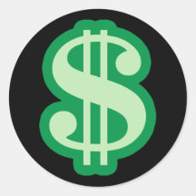 Symbole dollar adhésif rond