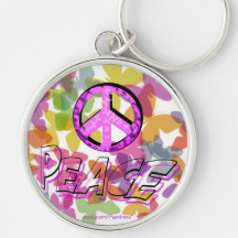 Symbole et papillons de mot de paix porte-clé