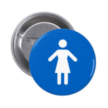 Symbole femelle, bouton bleu et blanc classique badge avec épingle
