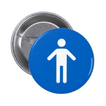 Symbole masculin, bouton bleu et blanc classique d pin's avec agrafe