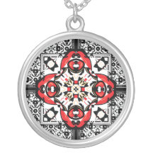 Symbole oriental rouge et noir élégant de damassé bijouterie fantaisie