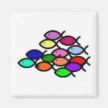 Symboles chrétiens de poissons - école d'arc-en-ci aimants pour réfrigérateur