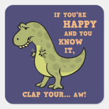 T-Rex Klap II Vierkante Sticker