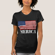 'T-shirt affligé par drapeau de MERICA USA