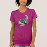 T-shirt curieux mignon de femmes de loup de bande  t-shirts
