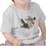 T-shirt espiègle mignon de bébé de loup de bande d t-shirts