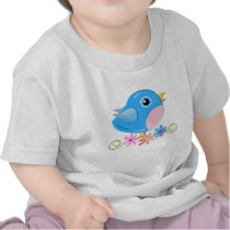 T-shirt mignon avec l'oiseau de bébé bleu