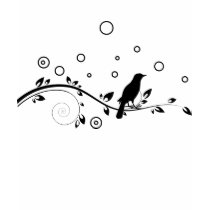 T-shirt romantique de fleur et d'oiseau