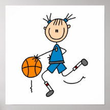 T-shirts et cadeaux bleus de joueur de basket de f affiches