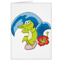 T-shirts et cadeaux de surfer d'alligator cartes de vœux