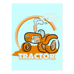 T-shirts et cadeaux oranges de tracteur carte postale