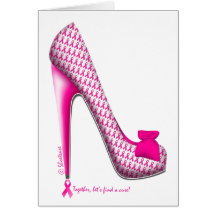 Talon de ruban de rose de conscience de cancer du  carte de vœux