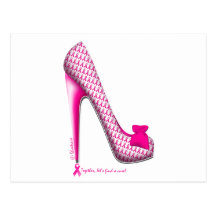 Talon de ruban de rose de conscience de cancer du  cartes postales