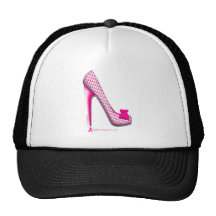 Talon de ruban de rose de conscience de cancer du  casquettes de camionneur