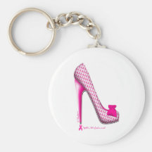 Talon de ruban de rose de conscience de cancer du  porte-clef