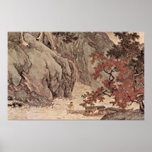 Tang Yin - pêcheur solitaire sur la rivière Posters