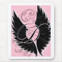 Tapis de souris noir de lettre noire du monogramme