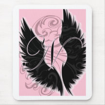 Tapis de souris noir de lettre noire du monogramme