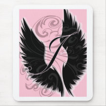 Tapis de souris noir de lettre noire du monogramme