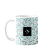 Tasse baroque de monogramme de turquoise tasses