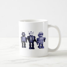tasse bleue de robots