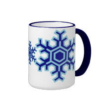 Tasse bleue de tasse de café de flocons de neige