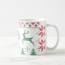 Tasse croisée d'amusement de poinsettia de renne d