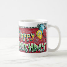 Tasse d'anniversaire de graffiti
