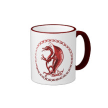 Tasse de café celtique rouge de dragon