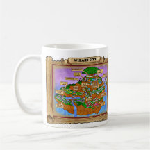 Tasse de café de carte de ville du magicien Wizard