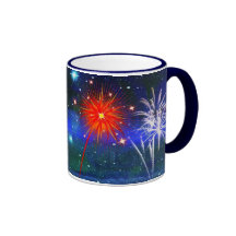 Tasse de café de feux d'artifice