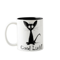 Tasse de chat noir de bonne chance