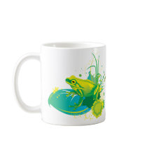 Tasse de coutume de vert jaune de grenouille