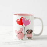 Tasse embrouillée de coeurs (porcs de bande dessin tasses