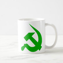 Tasse épaisse verte de Néo--Marteau et de faucille
