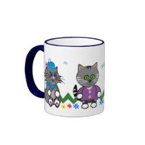 Tasse mignonne de bande dessinée avec des chats