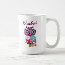 Tasse nommée faite sur commande de hibou floral fl