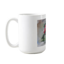 Tasse rouge d'aquarelle de géranium