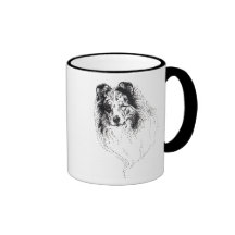 Tasse rugueuse bleue de colley de Merle