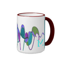 Tasse turquoise de monogramme de conception de cyc
