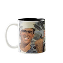 Tasse vintage d'affiche de guerre