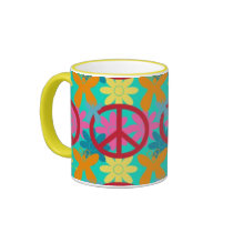 TASSES DE CAFÉ DE CUISINE DE PAIX DE FLOWER POWER 