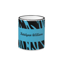 Tasses personnalisées de zèbre de turquoise de mon