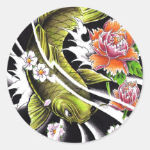 Tatouage chanceux de poissons de koi d'encre japon autocollants
