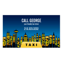 Taxi dans la ville au carte de visite de nuit