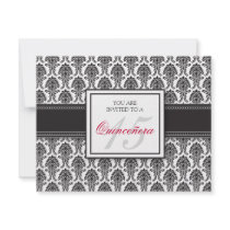 {Tba} Invitation noire ANGLAISE de Quinceanera de 