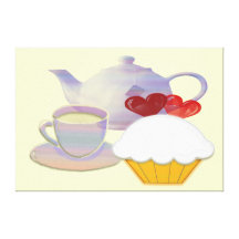 Teatime met het Uitgerekte Canvas van cupcakeharte Stretched Canvas Print
