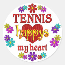 Tennis heureux autocollant rond