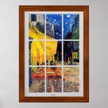 Terrasse de café de Van Gogh à l'affiche de châssi